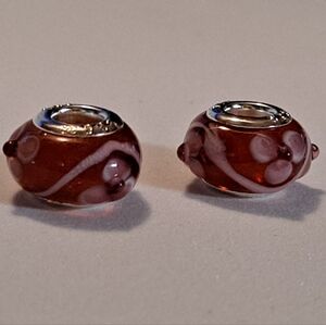 Elegant Glass Bead Charm Set - Red and Silver